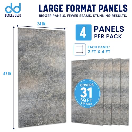 Dundee Deco Faux Stone Wall Panels, Black Grey Tan, 2x4 ft, 4 Pack - color: Black, Grey, Tan, size: 31 sq ft; 24" x 47", Pack of 4