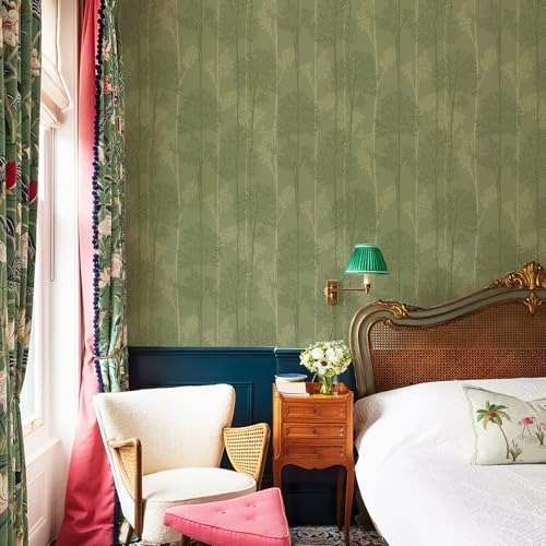 JiffDiff Dark Green Peel and Stick Wallpaper Self Adhesive 17.3" X 120" - color: Green, size: 17.3" x 120"
