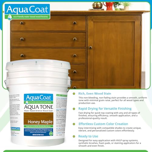 Aqua Tone Water-Based Wood Stain (Honey Maple, 5 Gallon) - color: Honey Maple, size: 5 Gallon