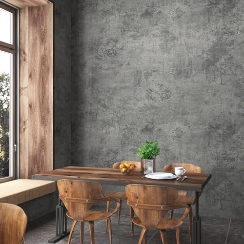 Gray Concrete Contact Paper Matte Thick Textured Grey Cement Wallpaper Peel Stick Countertop Contact Paper Removable Waterproof Adhesive Industrial Style Wall Sticker Kitchen Table Vinyl Wrap 16"x118" - color: Cement Gray, size: 16" x 118"