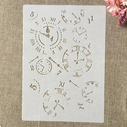 TIAMECH A4 Reusable Vintage Clock Dial Stencil for Painting - style: Clock Dial