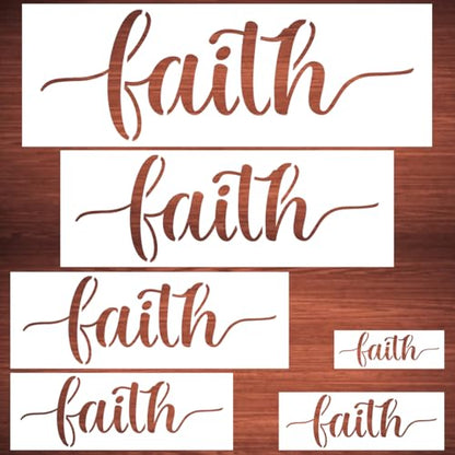 Large Faith Stencils for Painting - 6 Pack Faith Stencil Templates for Painting on Wood, Reusable Letter Stencils for Chalkboard Wood Crafts Signs & Home Front Door Mat Decorations - style: Faith