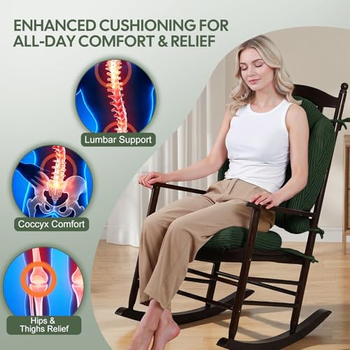 idee-home Rocking Chair Cushions Indoor, Glider Rocker Replacement Cushions - color: Green, size: 22.2 X 26.7 X 4 In & 17 X 17 X 4 In