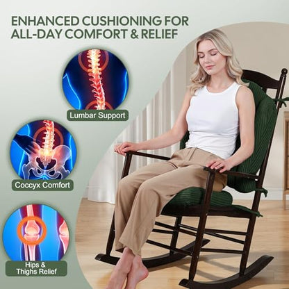 idee-home Rocking Chair Cushions Indoor, Glider Rocker Replacement Cushions - color: Green, size: 22.2 X 26.7 X 4 In & 17 X 17 X 4 In