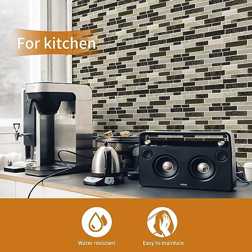 WOWSTAR 10-Sheet Peel and Stick Backsplash Tile for Kitchen Wall, Back Splash Stick On Tiles for Kitchen (12"x12", Tan) - color: Tan