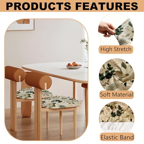 Chair Seat Covers - Waterproof Stretch Printed Dining Room Chair Cover with Elastic Ties Removable Washable Dining Upholstered Chairs Protector (Green, Four-Piece Set) - color: Green, size: Four-piece set