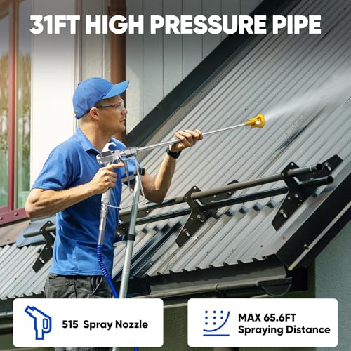 1200W Airless Paint Sprayer, 3300PSI High Efficiency Electric Paint Sprayer with Extension Rod, Thinning-Free Stand Airless Sprayer for Home Exterior and Interior, Garage, Deck, Furniture