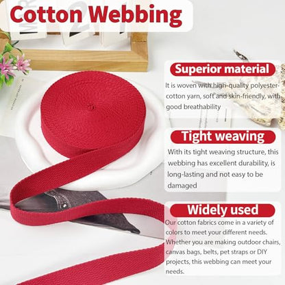 Red Cotton Webbing 1in x 10Yards - color: Red