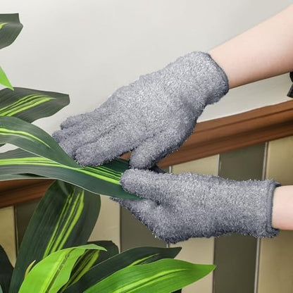 Patelai 3 Pairs Microfiber Dusting Gloves for Plants Leaf, Medium - color: Dark Blue, Gray, Khaki, size: Medium