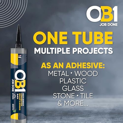 OB1 Universal Caulk Sealant & Adhesive Black 10.1oz - 1 Cartridge - color: Black, size: 10.1oz