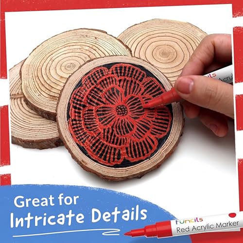 5 Red Paint Pens - Permanent Marker for Rock Painting, Wood, Tire - color: Red