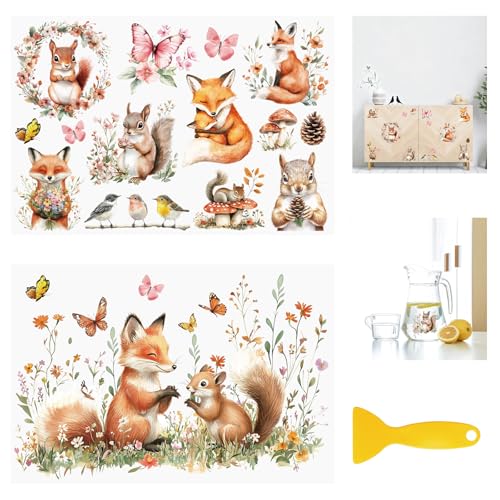 Completely Upgraded Large Size - 30 * 44.5cm UV Sticker, 2pcs Exquisitely Designed Pattern Waterproof Rub On Transfer Stickers For Home Decoration DIY Use - color: Animal Flowers