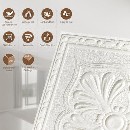 Ceiling Tiles, Ceiling Tiles Peel and Stick Foam, 16 Pcs, Covered 21 Sq.Ft - color: Floral, size: 16pcs