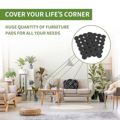 Felt Furniture Pads for Hardwood Floors 48 PCS, 1" Round, Black - size: 48PCS 1 inch Round Black