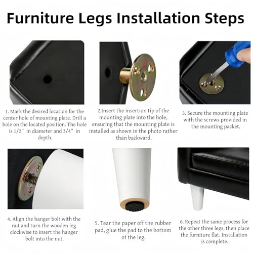 WEICHUAN 10 Inch Wood Replacement Sofa Chair Couch Furniture Legs Set of 4 - color: White Set of 4, size: 10"