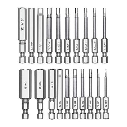 MULWARK 11PC Right Angle Screwdriver 1/4 Mini Ratchet Wrench Screwdriver Set and 20PCHex Head Allen Wrench Drill Bit Set Bundle