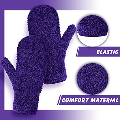 Bencailor 4 Pair Microfiber Dust Mitt, Black, Purple, Rose Red, Dark Blue - color: Black, Purple, Rose Red, Dark Blue