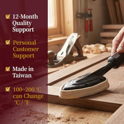 O'SKOOL Edge Banding Iron 100–200°C with Digital Display, Adjustable Heat Sealing Tool for Veneer & Tacking, °C/°F Switchable 110V, VL01