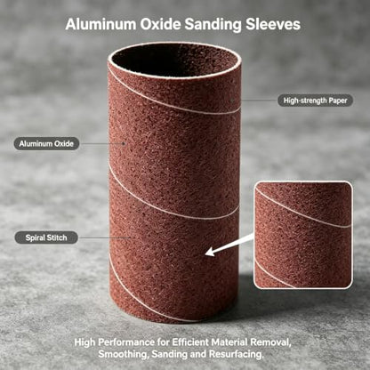 18 Pack Spindle Sander Sanding Sleeves,4-1/2inch Long Sandpaper Sleeves Assorted Grit 80/150/240, 6 Sizes Diameter Kit(1/2inch, 3/4inch, 1inch, 1-1/2inch, 2inch, 3inch) - size: 18 PCS