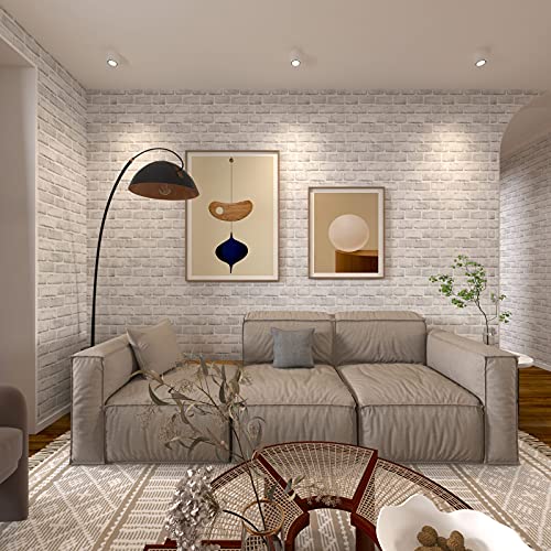 Cohoo Home White Brick Wallpaper Peel and Stick Contact Paper Faux 787”×18” - color: Gray/White, size: 17.7" x 787"