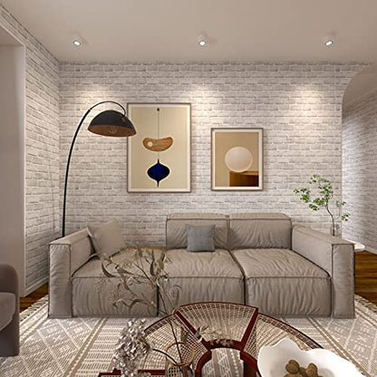 Cohoo Home White Brick Wallpaper Peel and Stick Contact Paper Faux 197”×18” - color: Gray/White, size: 17.7" x 197"
