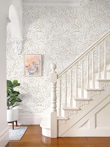 Boho Peel and Stick Wallpaper Beige Neutral Farmhouse Contact Paper - color: Beige Watercolor, size: 17.3" x 196"