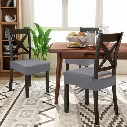 Smiry Waterproof Seat Covers for Dining Room Chairs, Set of 2 - color: Grey, size: Set of 2
