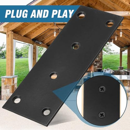 VIKKSAER 8Pcs Black Mending Plate with Screws, Stainless Steel Metal Flat Straight Brace Bracket, Double-Wide Joining Plate for Cabinets, Bookshelves & Tables (5 x 1.9 x 0.65 inch) - size: 5 x 1.9 x 0.65 inch