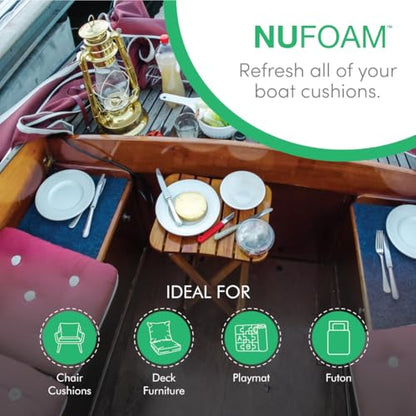 Fairfield NuFoam Pad, Densified Polyester Batting Foam, Durable Foam Pad, Ideal Craft Foam for Chair Cushions, Deck Furniture, Camping, Futons, and More, 24" x 8 Yards x 1"