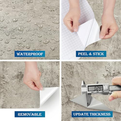 FunStick Grey Cracked Concrete Wallpaper Peel and Stick Textured Cement Wallpaper for Bedroom Bathroom Renter Friendly Wall Paper Self Adhesive Gray Concrete Contact Paper for Walls Countertops 12x200 - size: 12" x 200"