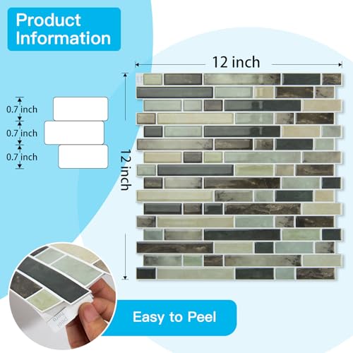 Art3d Linear Design Tile Peel and Stick Backsplash, 10-Sheet, Dark Brown - color: Dark Brown, size: 12 x 12 Inch