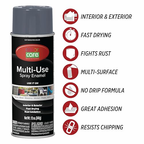 Spray Paint, 12 oz, 4-Pack (Gloss Dark Gray) – All-Purpose, Indoor & Outdoor, Rust Resistant, for Wood, Metal, Plastic & Masonry - color: Dark Gray