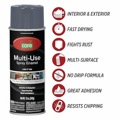 Spray Paint, 12 oz, 4-Pack (Gloss Dark Gray) – All-Purpose, Indoor & Outdoor, Rust Resistant, for Wood, Metal, Plastic & Masonry - color: Dark Gray