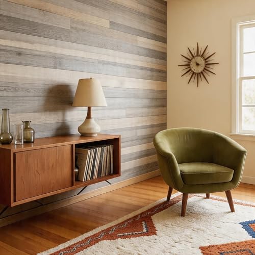 Peel and Stick Wall Panels, Easy Self Adhesive Vinyl Tiles Wall Planks, Farmhouse Wood Grain Shiplap for Kitchen Bedroom Interior WallDecor (12 pcs/18.1 Sq Ft/Box) (Natural Oak) - color: Natural Oak