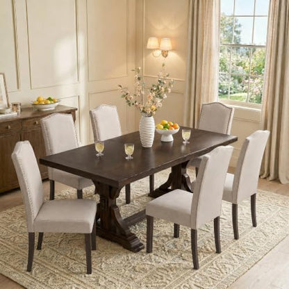 Upholstered Dining Chair Modern Stylish Kitchen Diner Fabric Set of 4 - color: Beige, size: Set of 4