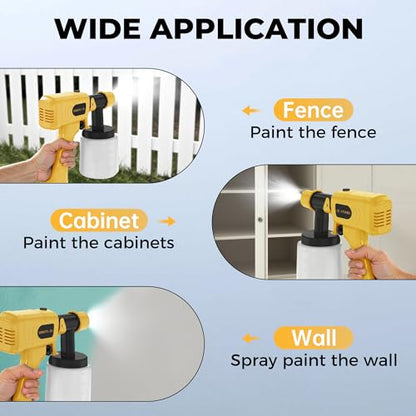 Paint Sprayer, 400W Electric Spray Gun with 5FT Cord, 900ML Tank for DIY