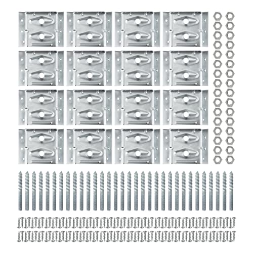 POWERTEC Surface Mount Corner Brackets 16PK w/Mounting Hardware, Corner Braces for Coffee Table/Bench Legs/Desk Legs/Dining Table (71428-P4) - size: 2-5/8" x 3-3/8", style: Flat Corner Brackets Combo, 16PK