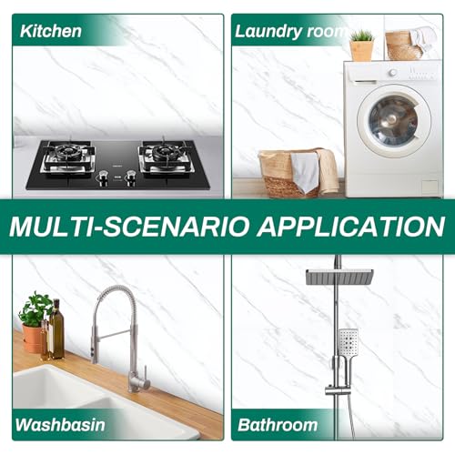 Peel and Stick White Wall Tiles for Backsplash 11.8" x 11.8", 12-Pack - color: White, size: 11.8" x 11.8" x 2.2mm