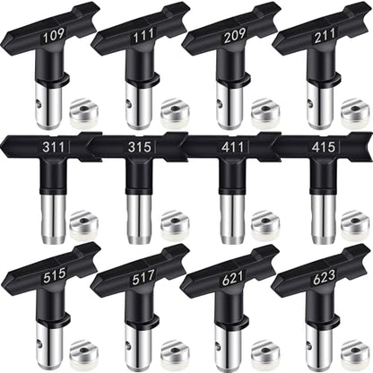 Airless Paint Sprayer Tips Reversible Spray Nozzle Tip Airless Spraying Machine Parts for Fences Garden Car Home 12 Pieces - 109,111,209,211,311,315,411,415,515,517,621,623