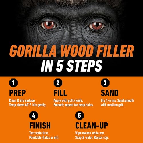 Gorilla All Purpose Wood Filler, Natural Finish, 16 Ounce Tub (Pack of 2) - Water Resistant for Indoor or Outdoor Projects and Repairs - size: 16 oz Tub (2-Pack)