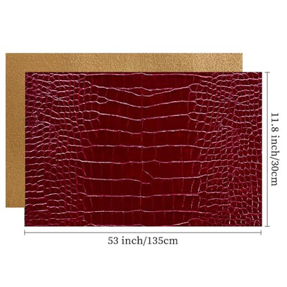 12" x 53" Glossy Embossed Crocodile Texture Faux Leather Roll Synthetic Leather Crafts Fabric for Wallets Keychains Handbags Making Sewing Crafts Material (Red) - color: Red