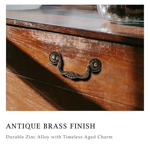 Antique Brass Drop Bail Drawer Pulls 4 Pack, 3-7/8" Hole Center
