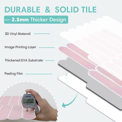 Commomy Thicker Pink Peel and Stick Tile Backsplash 10 pcs of 12" x 12" - color: Thicker Design Pink