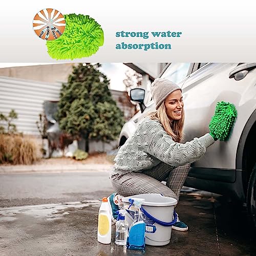 2 Pack Car Wash Mitt, Microfiber Chenille Car Wash Glove,7 x 10