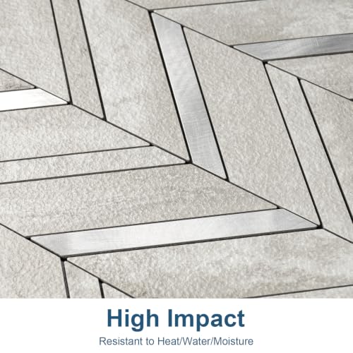 Yipscazo 10-Sheet Peel and Stick Herringbone Backsplash,Gray Stone - color: Gray Stone