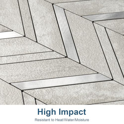 Yipscazo 10-Sheet Peel and Stick Herringbone Backsplash,Gray Stone - color: Gray Stone