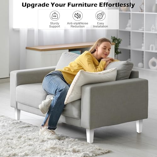 TURSTIN 16 PCS 6 Inch Wood Furniture Legs, Couch Legs Replacement, White - color: White, size: 6 Inch