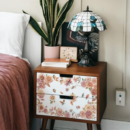 OLYCRAFT 3pcs/Set Dahlia Rub on Transfers for Crafts and Furniture 6x12 Inch Chrysanthemum Furniture Decals Transfer Stickers Rub on Decal with 1pc Scraper for Wood Furniture Home Decor - style: Dahlia