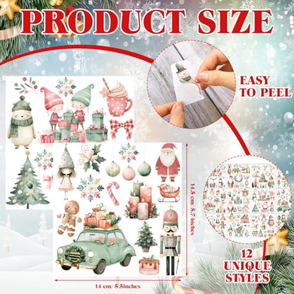 BBTO 12 Sheets Christmas Rub on Transfers for Crafts - style: Cute