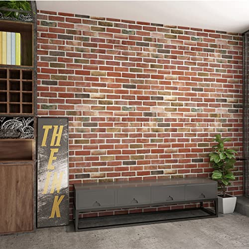 Art3d 20-Pack Durable Faux Brick Peel and Stick 3D Wall Panels, Red Brown - color: Red brown, size: 20pcs-27x27inch
